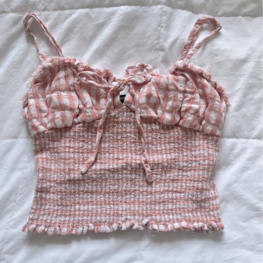Gingham Ruffled Crop Top